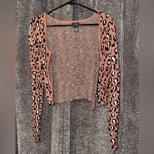 Cropped Leopard Print Cardigan